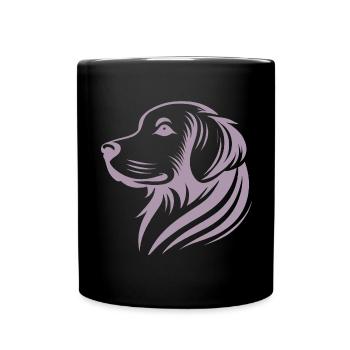 Golden Retriever Kopf Silhouette minimalistisches - Tasse einfarbig - Schwarz - Vorne