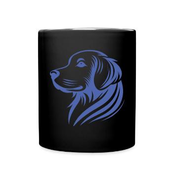 Golden Retriever Kopf Silhouette minimalistisches - Tasse einfarbig - Schwarz - Vorne