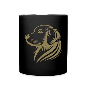 Golden Retriever Kopf Silhouette minimalistisches - Tasse einfarbig - Schwarz - Vorne