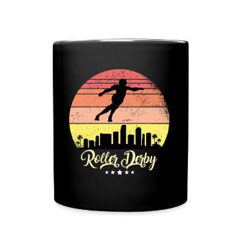Roller Derby Inliner Vintage Retro Sonnenuntergang - Tasse einfarbig - Schwarz - Vorne