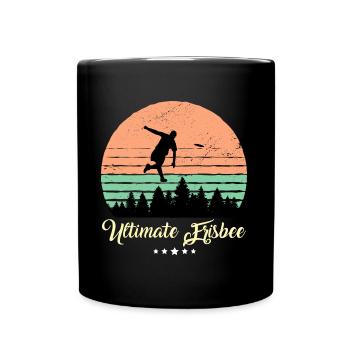 Ultimate Frisbee Vintage Retro Sonnenuntergang - Tasse einfarbig - Schwarz - Vorne