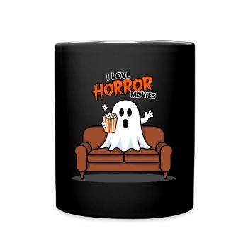 Ich liebe Horrorfilme - Lustiges Gespenst - Tasse einfarbig - Schwarz - Vorne