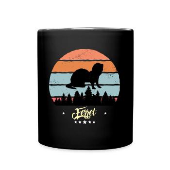 Ferret Vintage Retro Animals Sunset - Full Colour Mug - black - Front