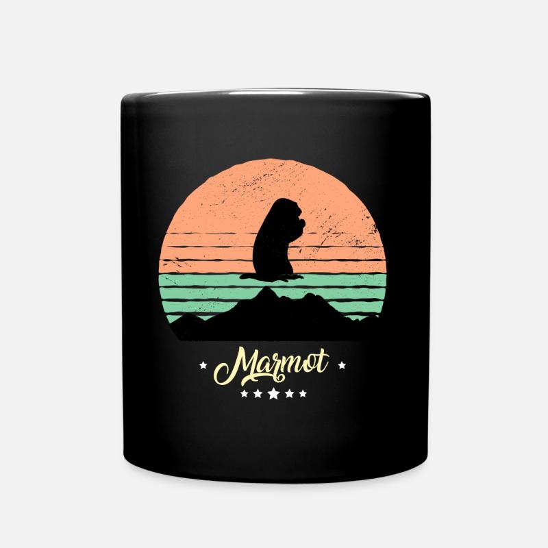 Marmotte Vintage Rétro Animaux Coucher de soleil - Mug uni - noir