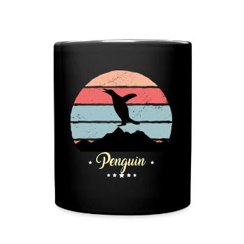 Pingouin Vintage Rétro Animaux Coucher de soleil - Mug uni - noir - Devant