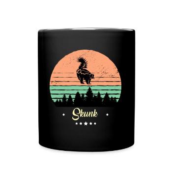 Stinktier Vintage Retro Tiere Sonnenuntergang - Tasse einfarbig - Schwarz - Vorne