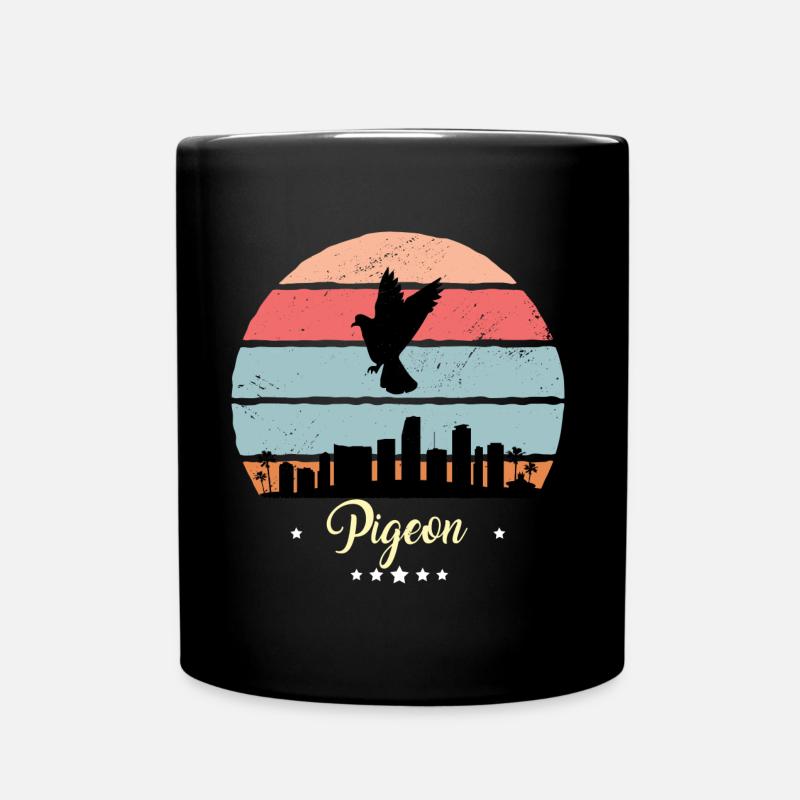 Colombe oiseau Vintage Rétro Animaux Coucher de soleil - Mug uni - noir
