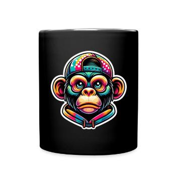 Monkey Hoodie Cap Coloré - Mug uni - noir - Devant