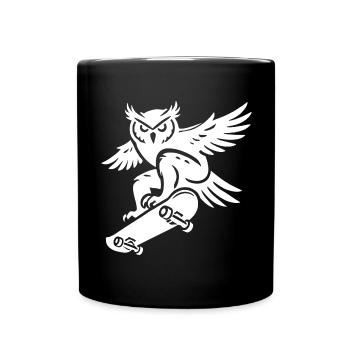 Schneeeule Skateboard Silhouette Minimalistischer - Tasse einfarbig - Schwarz - Vorne