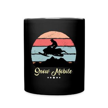 Skibob Schneemobil Vintage Retro Schneefahrzeuge - Tasse einfarbig - Schwarz - Vorne