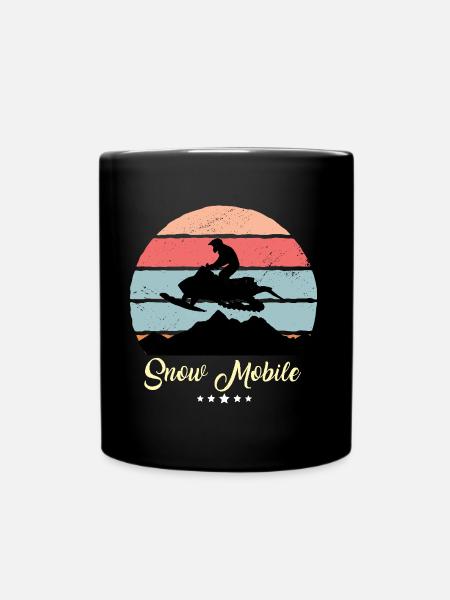 Skibob Schneemobil Vintage Retro Schneefahrzeuge - Tasse einfarbig - Schwarz