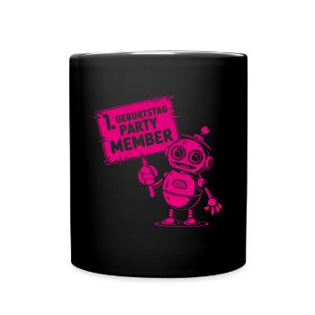 Ich bin ein Jahr 1. Geburtstag Roboter - Tasse einfarbig - Schwarz - Vorne
