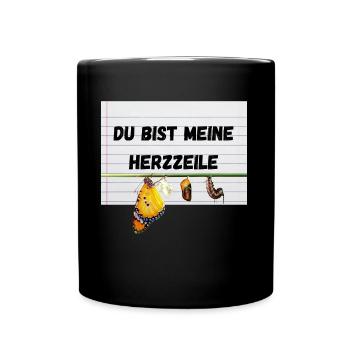 Du bist meine Herzzeile - Stil 2 - Tasse einfarbig - Schwarz - Vorne