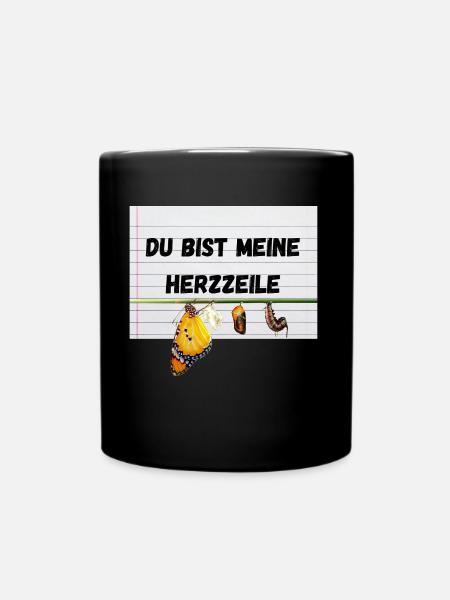 Du bist meine Herzzeile - Stil 2 - Tasse einfarbig - Schwarz