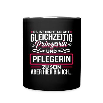 PFLEGERIN - Prinzessin - Tasse einfarbig - Schwarz - Vorne