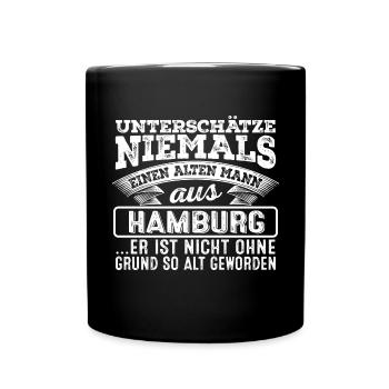 Der alte Mann aus HAMBURG - Tasse einfarbig - Schwarz - Vorne