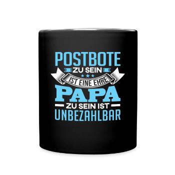 POSTBOTE und Papa - Tasse einfarbig - Schwarz - Vorne