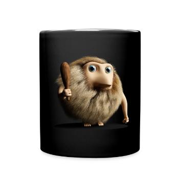 Homme de Neandertal primitif avec club - Mug uni - noir - Devant