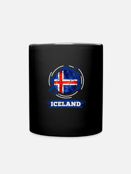 Fußball Landesflagge Island - Tasse einfarbig - Schwarz