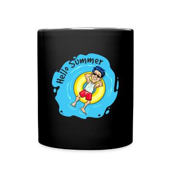 Hallo Sommer und Sonne - Tasse einfarbig - Schwarz - Vorne