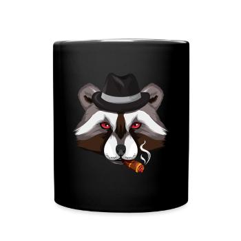 Mafia Waschbär - Tasse einfarbig - Schwarz - Vorne