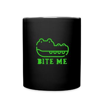 Bite me / Vorsicht ich beiße. - Tasse einfarbig - Schwarz - Vorne