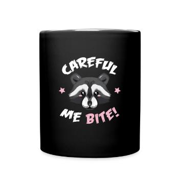 Waschbär - Vorsicht ich beiße - Tasse einfarbig - Schwarz - Vorne