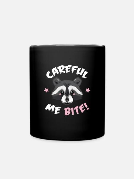 Waschbär - Vorsicht ich beiße - Tasse einfarbig - Schwarz