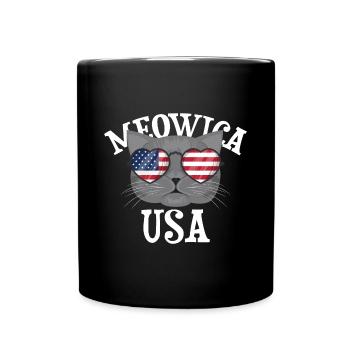 Meowica USA Cat (cat) - Full Colour Mug - black - Front