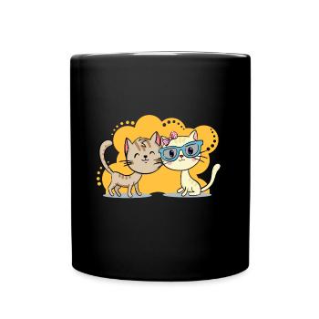Katzenliebe - Tasse einfarbig - Schwarz - Vorne