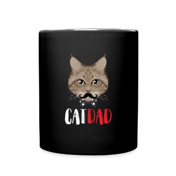 Stolzer Katzen Papa - Tasse einfarbig - Schwarz - Vorne