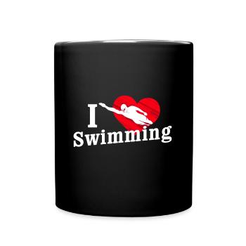 Ich liebe Schwimmen - Tasse einfarbig - Schwarz - Vorne