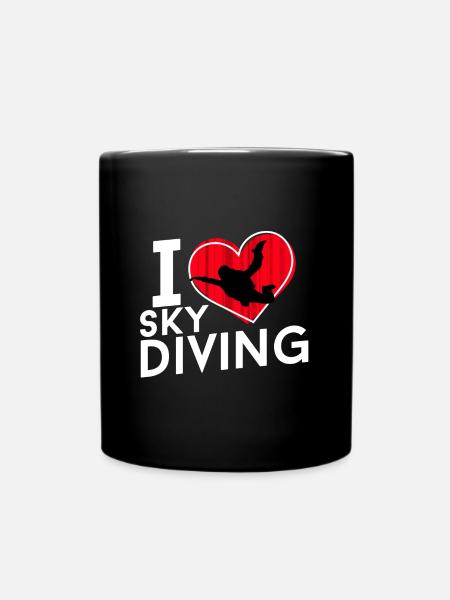 I love sky diving - Full Colour Mug - black