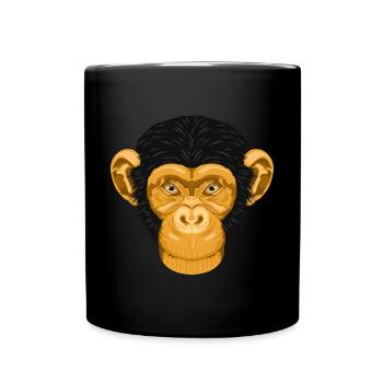 Affe Schimpanse Äffchen - Tasse einfarbig - Schwarz - Vorne
