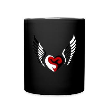 Wings Heart Black White - Full Colour Mug - black - Front