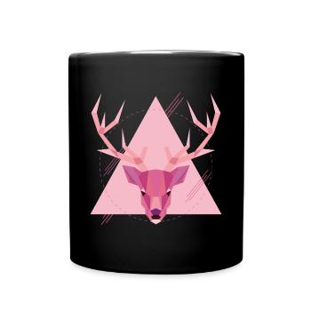 Geometrischer Hirsch - Tasse einfarbig - Schwarz - Vorne