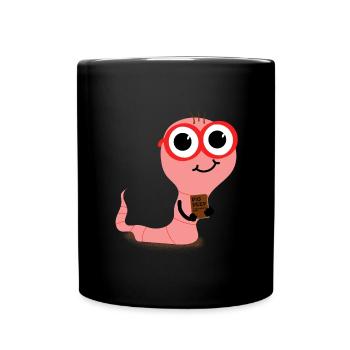 Bücherwurm - Leseratte - Tasse einfarbig - Schwarz - Vorne