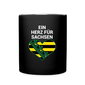 Ein Herz für Sachsen - Tasse einfarbig - Schwarz - Vorne