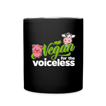 Vegan pour les sans voix (vache) - Mug uni - noir - Devant