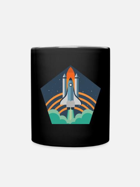 Rakete - Galaxie Weltall Raumfahrt Astronaut - Tasse einfarbig - Schwarz