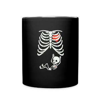 BABYBAUCH SKELETT SCHWANGERSCHAFT RIPPEN GESCHENK - Tasse einfarbig - Schwarz - Vorne