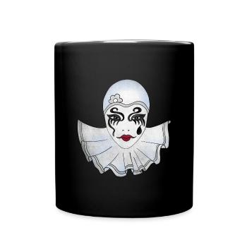 Pierrot weiß Karneval Venedig Illustration - Tasse einfarbig - Schwarz - Vorne