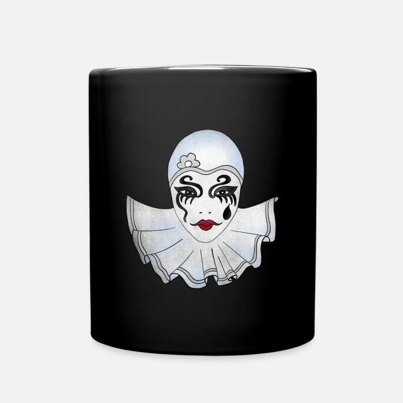 Carnaval blanc Pierrot illustration de Venise - Mug uni - noir
