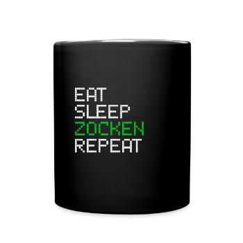 Jeu vidéo sort amusant eat jouer repeat - Mug uni - noir - Devant