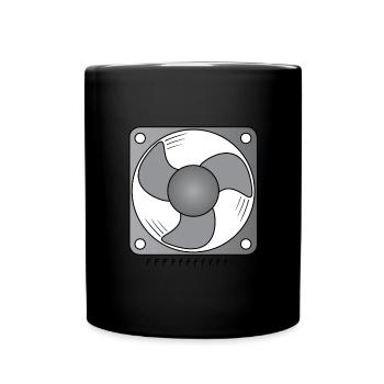 Lüfter mit Untertitel - Tasse einfarbig - Schwarz - Vorne
