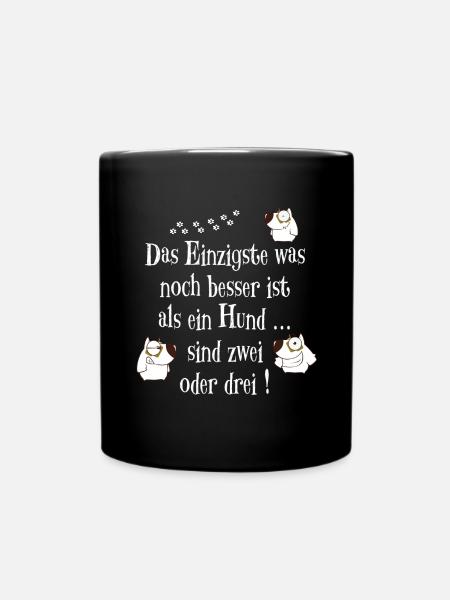 Hundespruch Shirt - drei Hunde - Tasse einfarbig - Schwarz