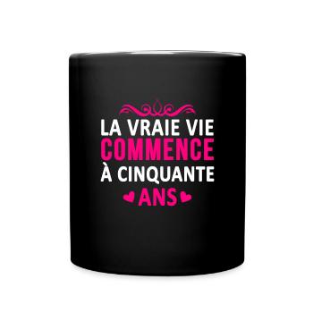 real life begins at age 50 - Full Colour Mug - black - Front