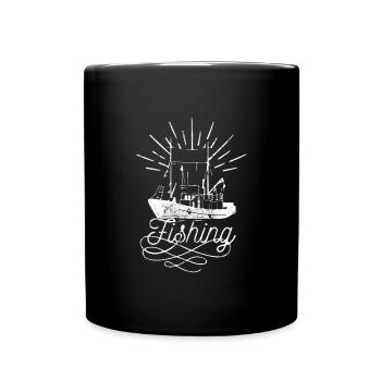 Fischen Angeln - Tasse einfarbig - Schwarz - Vorne