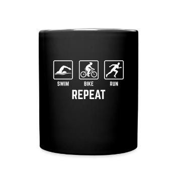 Triathlon swim bike run Repeat - Tasse einfarbig - Schwarz - Vorne