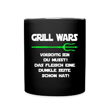 Grill Wars dunkle Seite Grillst - Tasse einfarbig - Schwarz - Vorne